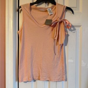 NWT Anthropologie Peach Tank Top with Ribbon Detail Y2K inspired sz L